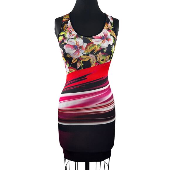 Clover Canyon Reversible Sheath Dress Floral Scoop Neck Racerback Scuba XS/S - Picture 1 of 5